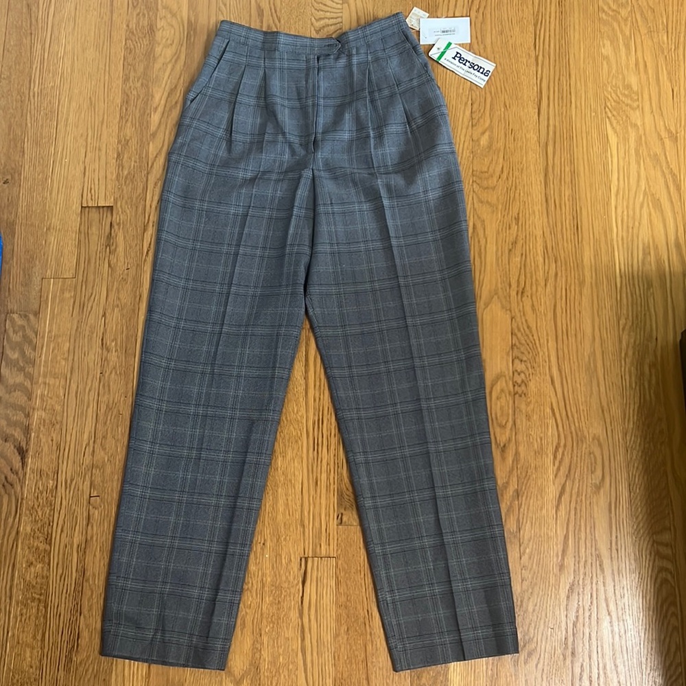 Vintage 80s dead stock trousers in grey plaid